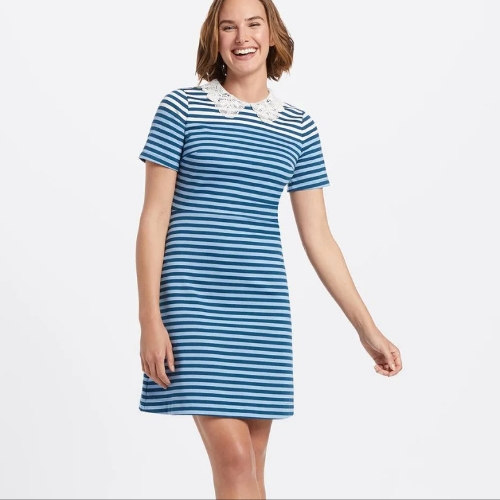 Draper James Lace Collar Persley Ponte Knit Striped Dress Size XL - Picture 4 of 7